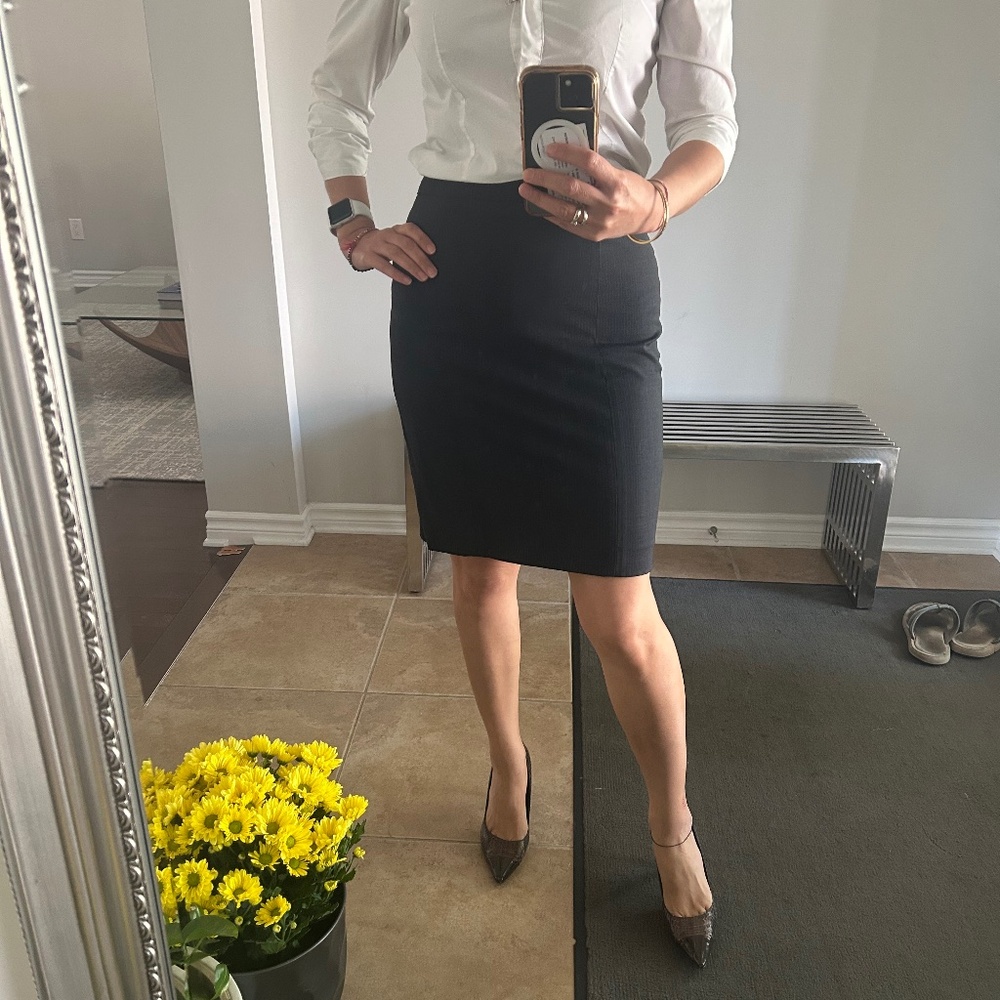 Club Monaco Navy Blue Pinstripe Pencil Skirt